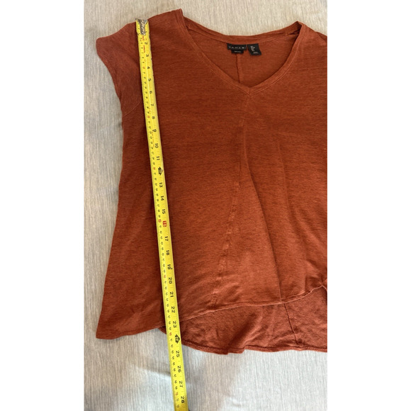 Tahari Womens 100% Linen Asymmetrical Top Size L Comfort Casual Rust Orange - Picture 11 of 11